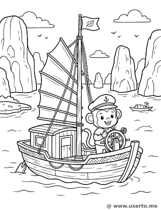 El mono capitán en la bahía de Ha Long