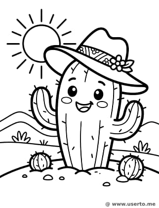 Cacto Feliz com Chapéu de Sol