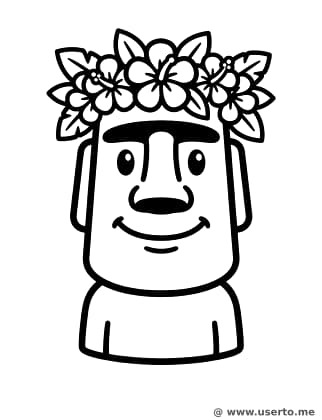 꽃을 든 웃는 모아이 석상