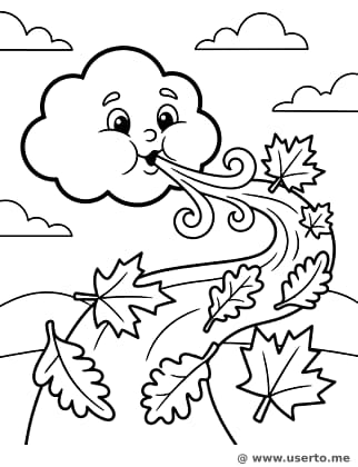 El remolino de hojas del pequeño espíritu del viento