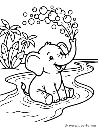 아기 코끼리의 거품 목욕