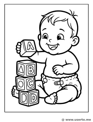 블록 놀이 아기