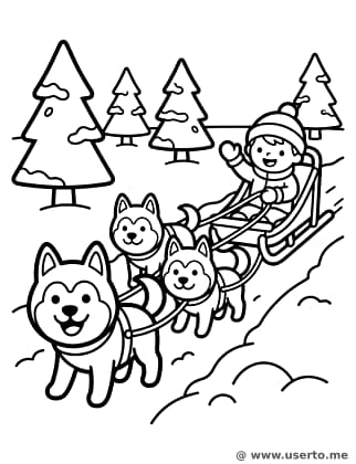 Abenteuer mit dem lachenden Husky-Schlitten