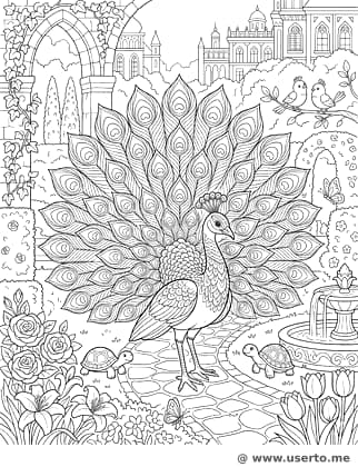 O leque de penas do majestoso pavão