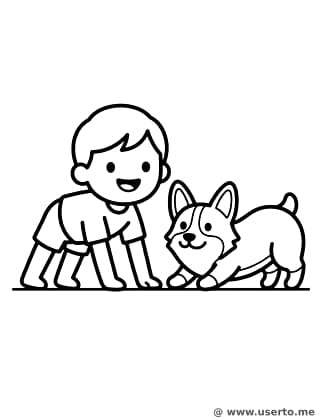 Toddler and Corgi Yoga Time