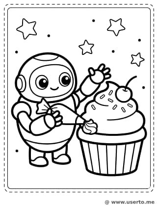 Die Cupcake-Party des kleinen Roboters