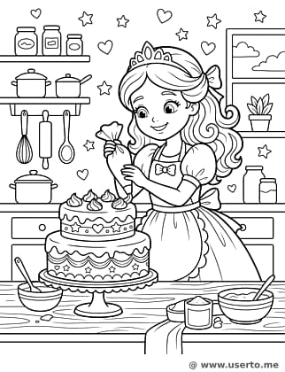 맛있는 왕실 케이크를 만드는 공주님