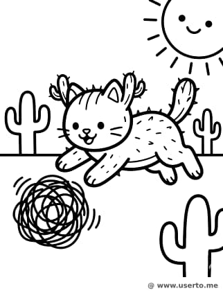 O Gato Cacto e a bola de erva-salta