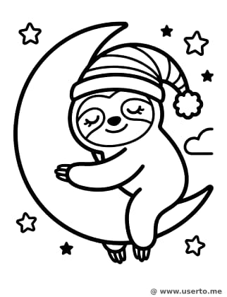 Schläfriges Faultier auf dem Mond