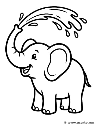 Diversión de agua con el elefante feliz