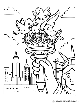 Vögel an der Freiheitsstatue