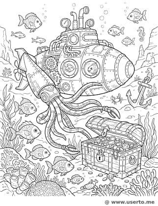 Steampunk-Tintenfisch-U-Boot