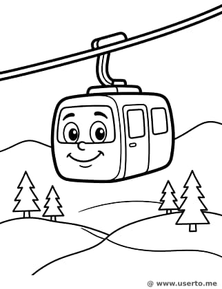 Fröhliche Seilbahn im Schnee