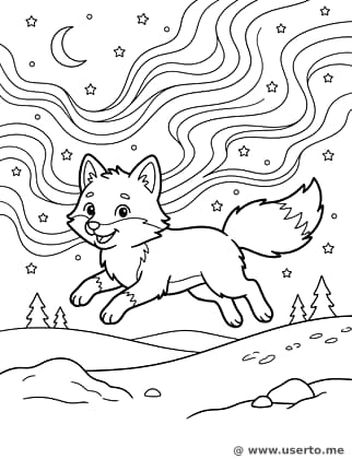 Polarfuchs und das Nordlicht