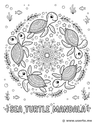 Unterwasser-Schildkrötentanz-Mandala