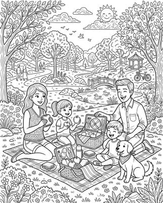 Family Picnic with Dog