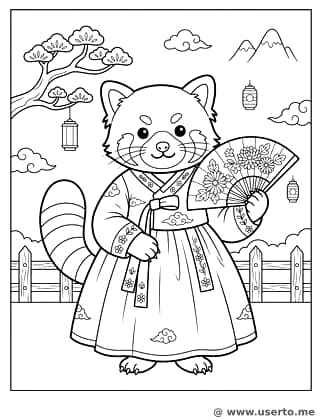 Red Panda Traditional Fan Dance