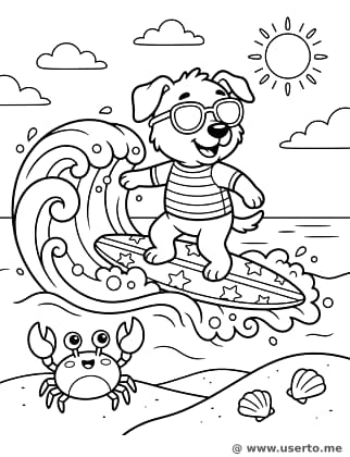 서핑하는 멋진 강아지